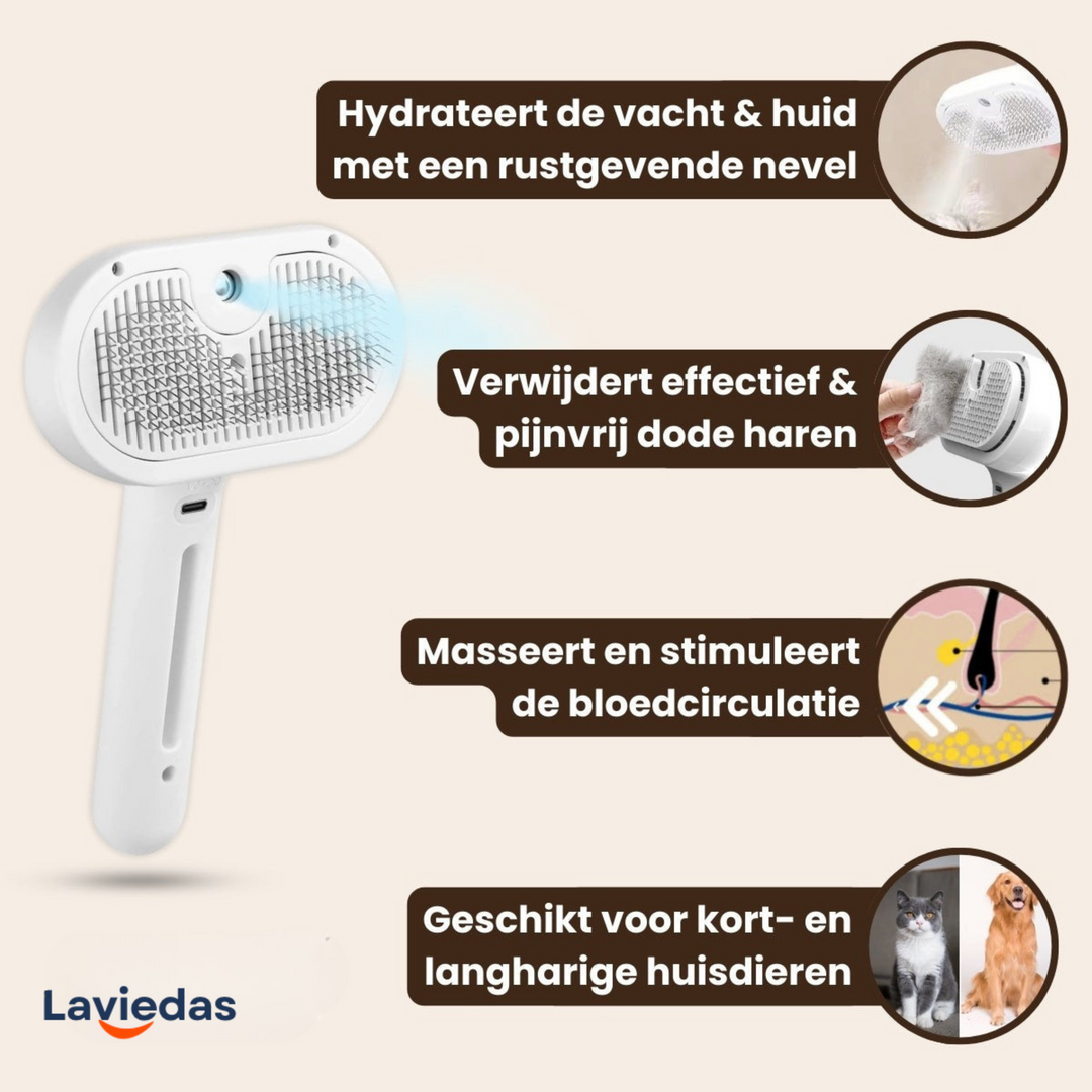 Steami Pro™ Professionele Vachtverzorging Borstel voor Huisdieren